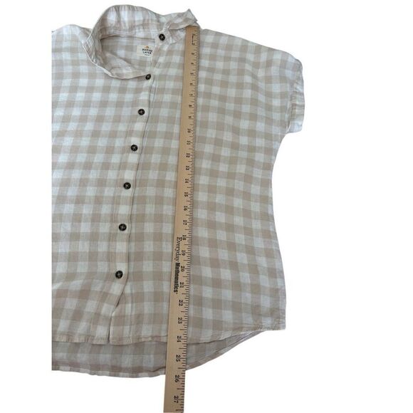 Marine Layer Linen Blend Button Front Short Sleeve Top size M Cream Collared - Picture 4 of 8